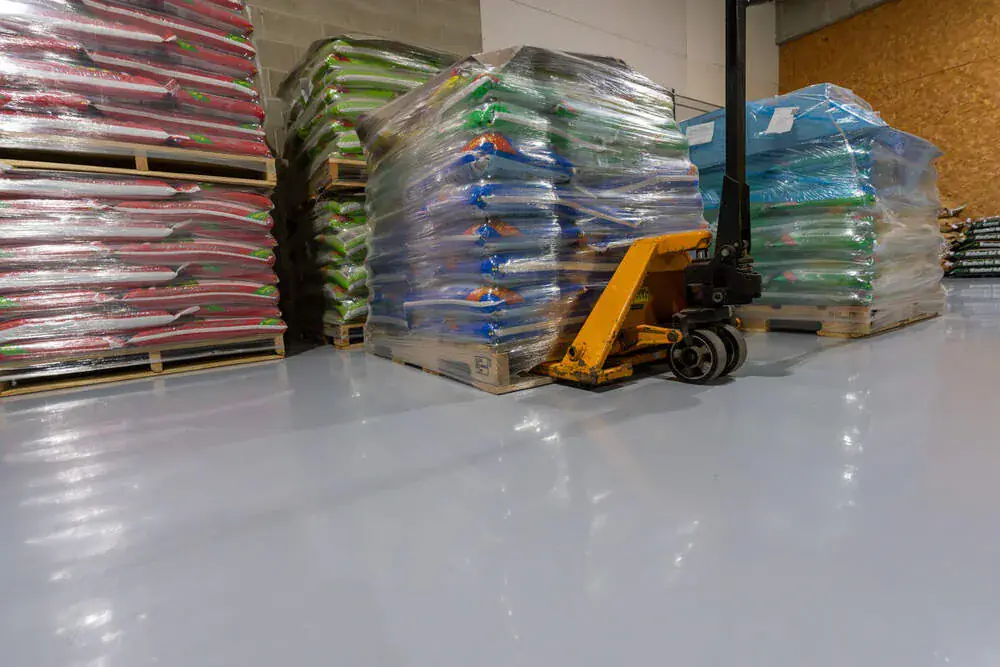 Retail space with coated floor