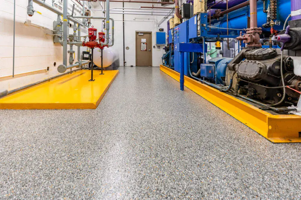 Industrial facility with coated floor