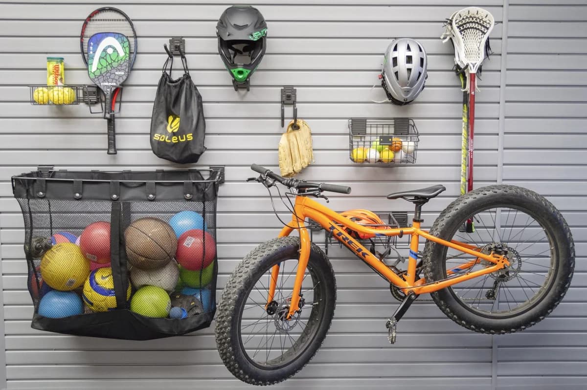 Garage organization with slatwall accessories